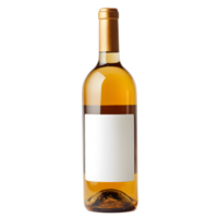 Sophisticated golden wine bottle with a clean minimalist white label showcasing the premium and refined taste of the contents within png