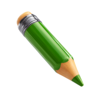 A vibrant green highly reflective pencil with a glossy metallic finish and a sharp pointed tip png