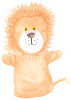Lion Hand Puppet is painted by hands with watercolor in real fine art style png