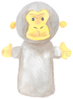 Monkey Hand Puppet is painted by hands with watercolor in real fine art style png