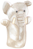 Elephant Hand Puppet is painted by hands with watercolor in real fine art style png