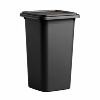 Isolated black waste bin container garbage trash can image on transparent background png