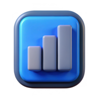 3d render of a bar graph icon isolated on transparent background png