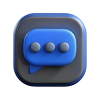 3d rendered chat icon square button isolated on transparent background png