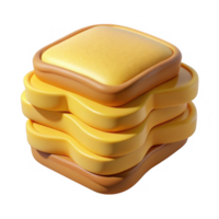 Stack of 3d rendered toasted bread slices isolated on transparent background png
