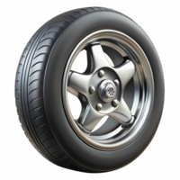 Chrome alloy wheel and tire isolated on transparent background png