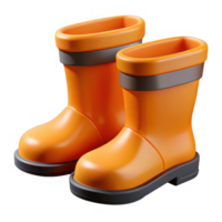 Pair of orange rubber boots isolated on transparent background png