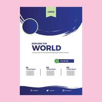 the world flyer template is designed with a blue background vector