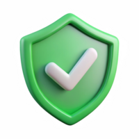 Green shield icon with check mark isolated on transparent background png