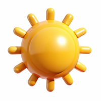 Cartoon sun icon 3d render isolated on transparent background png