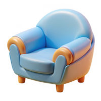 Cartoon armchair 3d render isolated on transparent background png