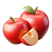 Two red apples and a slice isolated on transparent background png
