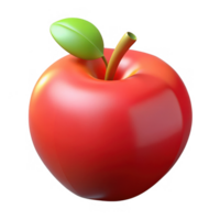 Red apple with leaf isolated on transparent background png