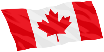 Hand painted waving Canada flag with smooth brushstrokes and fabric transparent png