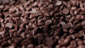 a pile of chocolate chips is shown in this image video