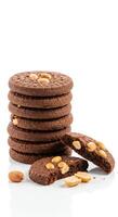 Delicious Chocolate Peanut Butter Cookies Stacked High Perfect for Dessert or Snack photo