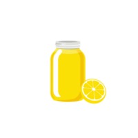 A jar of lemon juice with a slice of lemon png
