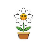 Happy flower in pot illustration on a white background vector