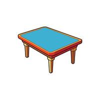 Cartoon table with wooden legs and blue tabletop surface vector