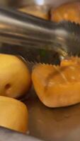 Vietnamese buns What buns female hand touching airy vietnamese bun showing structure three on white baking plate video