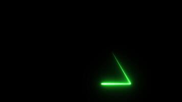 Green glow neon Triangle line running around overlay effect video