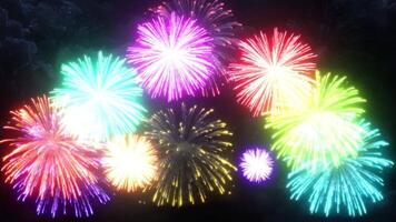 Multi Colored Firework exploding in the night sky video