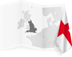 England grayscale map and hanging flag. png