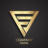 3d golden abstract shape triangle logo vector