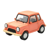 3D icon of a compact car in peach color, small vehicle for everyday use. png