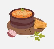 Malai Methi Paneer with Roti Illustration vector