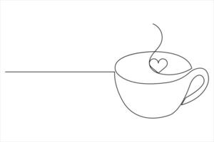 Coffee mug continuous line drawing minimal style outline hand drawn illustration isolated vector