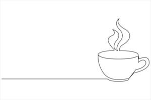 Coffee cup line sketch continuous minimalist outline drawing modern single line illustration vector