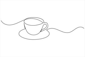 Coffee cup clean line minimalist drawing outline continuous style isolated background vector