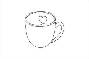 Coffee cup single continuous line minimalist style hand sketch outline on white background vector