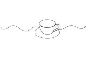 Coffee cup outline minimalist one line sketch modern art style isolated white background vector
