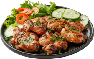 Juicy Grilled Chicken Thighs Served with Fresh Vegetables png