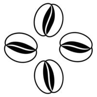 Simple illustration featuring four coffee bean shapes on a white background minimal design vector
