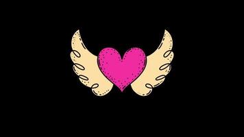 Hand drawn doodle style animation of a heart beating or pulsing on a black background. video