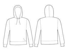 A illustration of a hoodie garment design in front and back view isolated vector