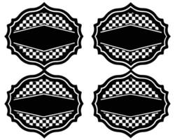 Decorative black and white ornamental badges with checkered pattern and empty space for text vector