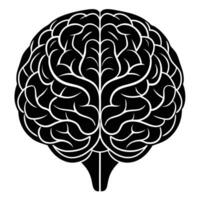 A stylized black and white illustration depicting the human brain structure and form vector