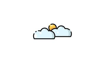 Sun behind two clouds icon animation digital design video