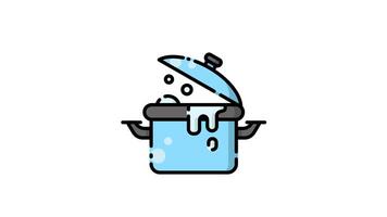 Blue pot with a lid overflowing with bubbles icon animation digital video