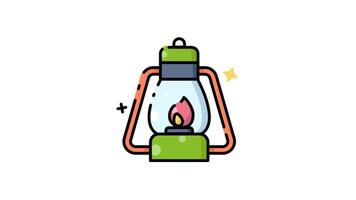 Green and orange lantern with a flame icon animation video