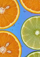 Bold Citrus Slice Composition Featuring Juicy Orange and Lemon Cross Sections photo