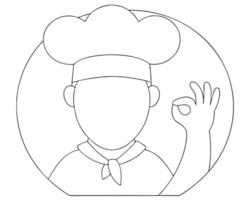 A illustration of a chef making an okay sign inside a circular frame vector