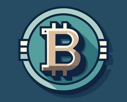 Stylized bitcoin cryptocurrency logo with shadow effect in modern graphic design vector