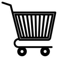 Simple black and white illustration of a shopping cart for e commerce and retail concepts vector