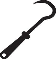 Black and white icon of a simple hook tool for various applications. vector