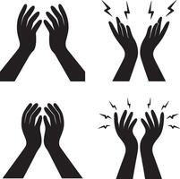 Four simple black silhouettes of hands showing different gestures. vector